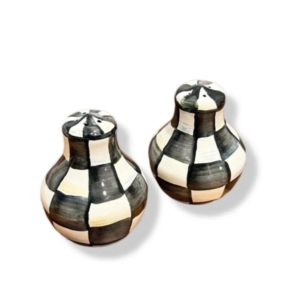 Mackenzie Childs Courtly Check Salt & Pepper Shakers New in Box